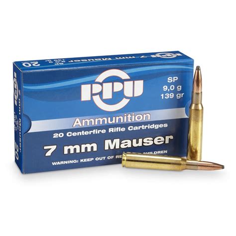 Ppu 7mm Mauser Sp 139 Grain 20 Rounds 223079 7mm Mauser Ammo At