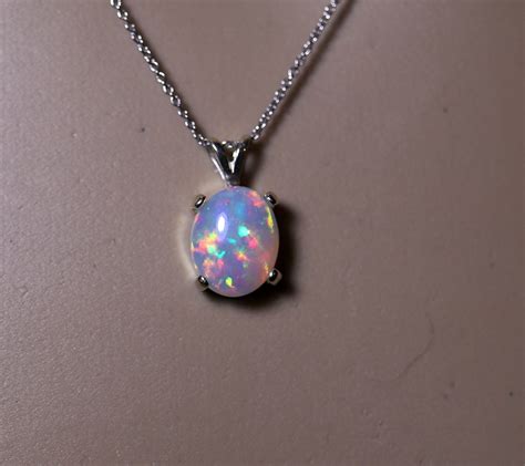 Fire Opal Pendant Natural Opal Opal Necklace Silver Necklace