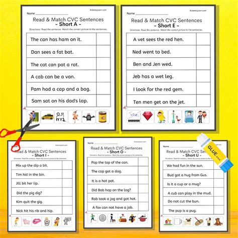 Cvc Sentences With Read And Match Worksheets Literacy Learn