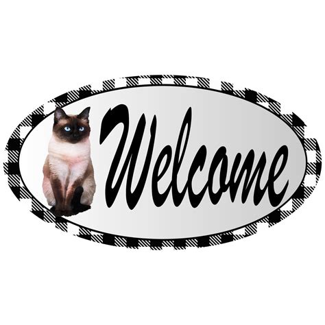 Cat Welcome Sign Welcome Sign Caty Sign Door Hanger Door Etsy