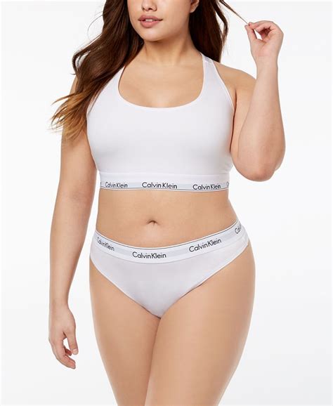 Calvin Klein Plus Size Unlined Bralette Hipster And Thong And Reviews
