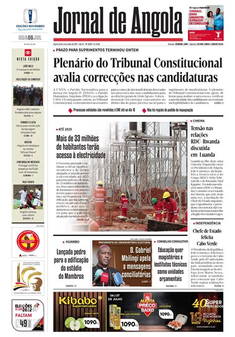 Jornal De Angola Quarta 06 De Julho De 2022