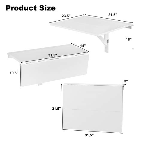 Costway Wall Mounted Folding Table 315 X 235 Drop Leaf Floating