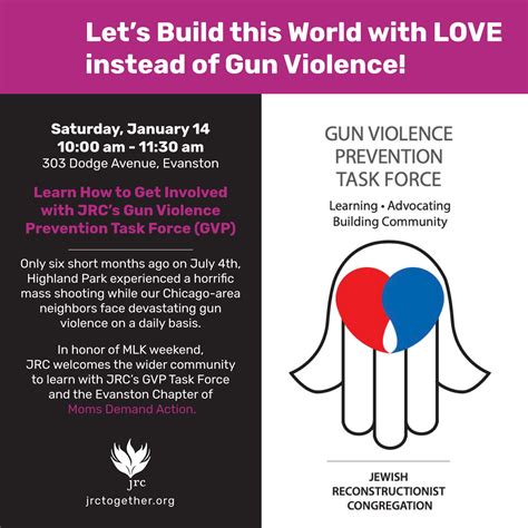 Jan 14 Learn About Jrcs Gun Violence Prevention Efforts And How You