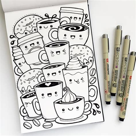 Kawaii Coffee Free Colouring Page Doodle Drawings Doodle Art The Best Porn Website