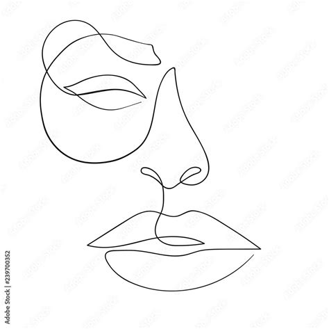 One Line Drawing Face Modern Minimalism Art Aesthetic Contour