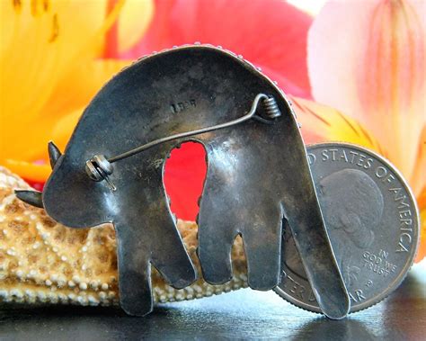 Vintage Cat Brooch Pin Human Face Stylized Bumpy Sterling Silver 925