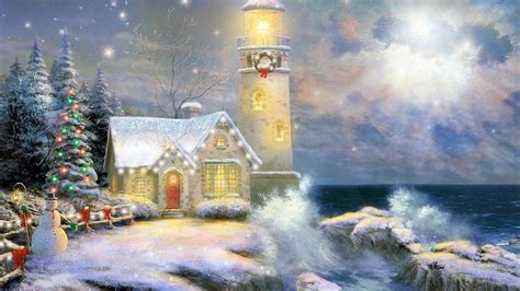 Christmas Decorated Lighthouse Wallpapers Wallpaper Cave