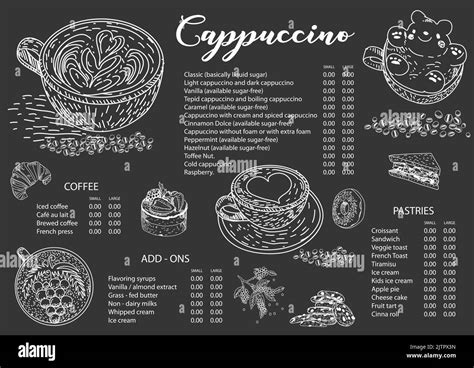 Cappuccino Coffee Menu Design Template Coffee Restaurant Menu Vector