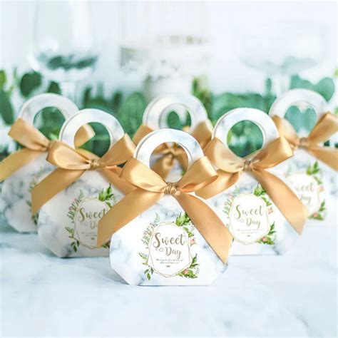 Wedding Candy Box With Ribbon Candy Packaging Boxes Wedding Souvenirs