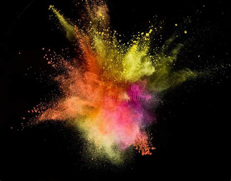 Colored Powder Explosion Isolated On Black Background Stock Image