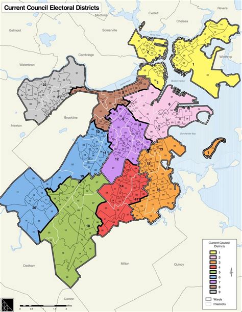 Mapa Del Vecindario De Boston área De Los Alrededores Y Los Suburbios