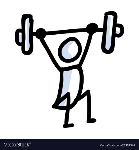 Hand Drawn Stick Figure Lifting Weight Concept Vector Image