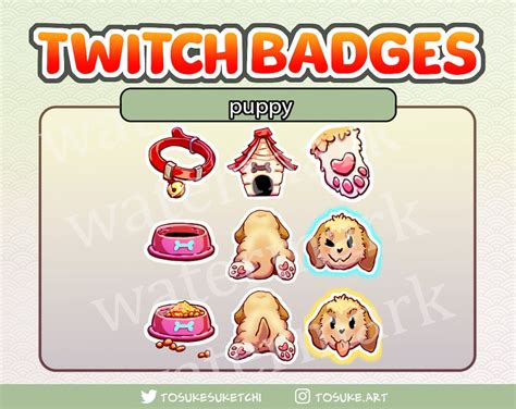 Cute Puppy Dog Twitch Stream Badges 9x Bit Badges Kawaii Doggos