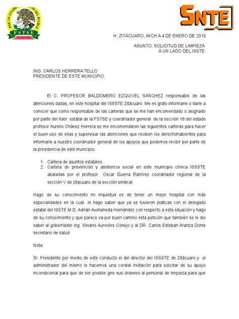 Carta De Peticion Ejemplo Cuidado De La Salud Del Gobierno Bienestar