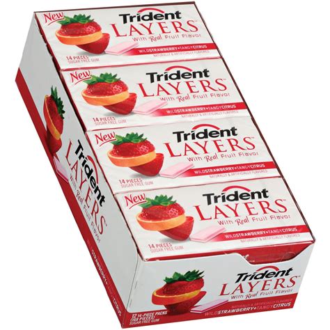 Trident Layers Gum Wild Strawberrytangy Citrus Sugar Free 14 Piece