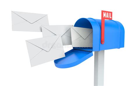 Incoming Mail Blue Mailbox With Letters Stock Illustration Image
