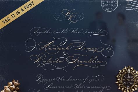 The Wedding Script And Invitation Set Stunning Script Fonts Creative