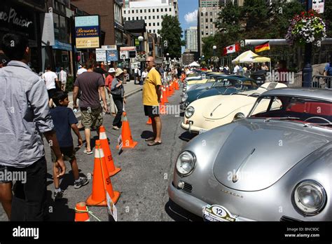 Vintage Classic Porsche Sports Cars Crowd Street Stock Photo Alamy