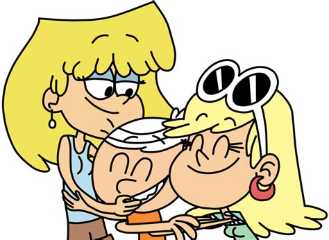 Lori And Leni Hugging Lincoln Loud Loud House Characters Main