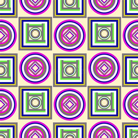 Colorful Geometric Pattern With Circles And Squares Stock Vector