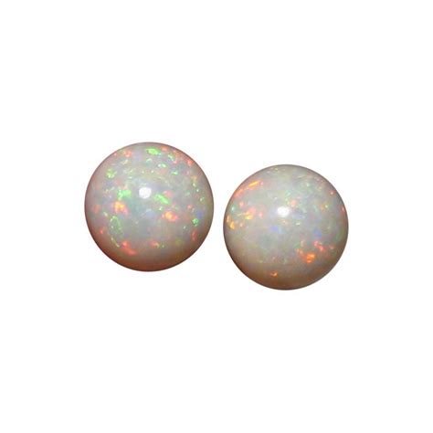 Rare White Opal Ball Stud Earrings Studs 9k Gold Flashopal
