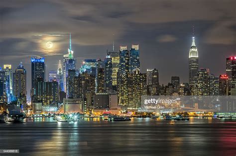 New York City Skyline At Night Midtown Manhattan Viewed