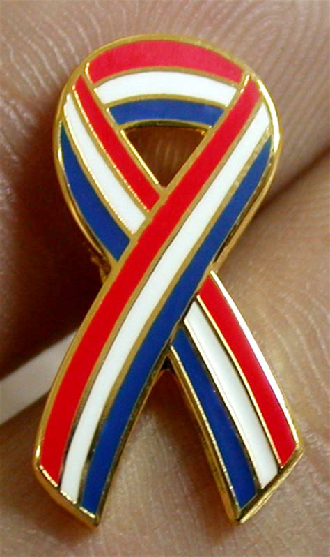 Red White And Blue Ribbon Lapel Pin For Awareness Support Item