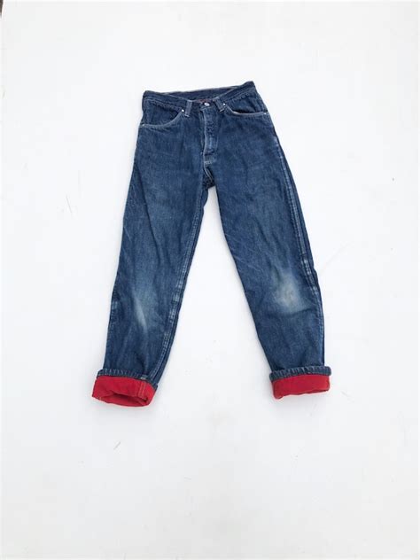 1950s Kids Flannel Lined Blue Jeans 23 Gem