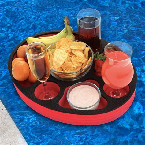 Polar Whale Floating Spa Hot Tub Bar Drink And Food Table Red And Black