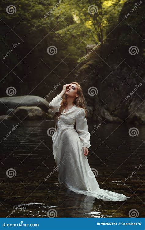Forest Maiden In Mystical Waters Stock Photo Image Of Light Lost