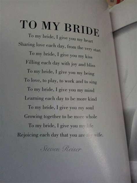 To My Bride Poem Could Be Used For The Grooms Vows Wedding Poems