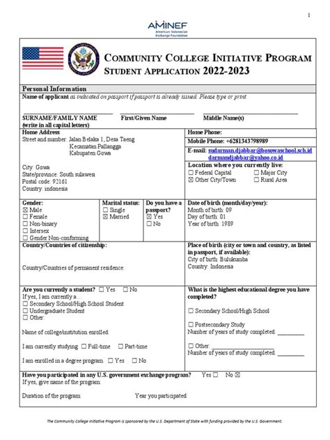 Cci Program Ay 2022 2023 Application Form Fillable Finalaminef Pdf