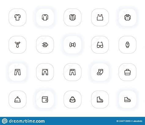 Clothes And Accessories Line Icons Set Editable Stroke 24x24 Pixel
