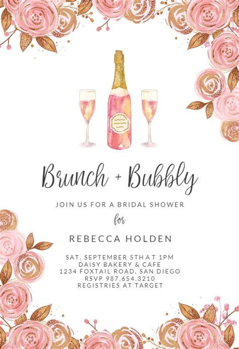 brunch bubbly bridal shower invitation template