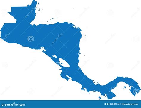 Blue Cmyk Color Map Of Central America Stock Illustration