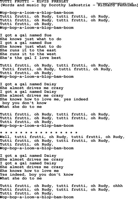 Tutti Frutti Song Lyrics Complete Description