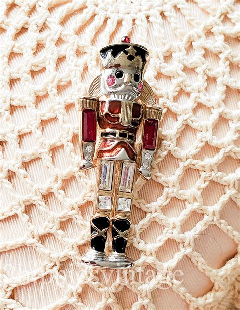 Vintage Monet Gold Tone Nutcracker Toy Soldier Brooch