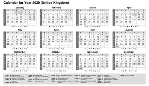 Fiscal Year 2020 Calendar Uk