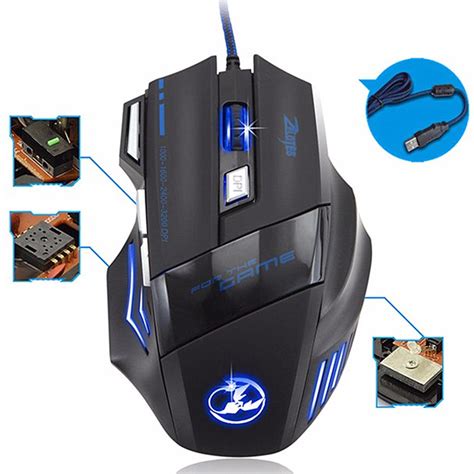 Original Zelotes 5500 Dpi 7 Button Led Optical Usb Wired Gaming Mouse