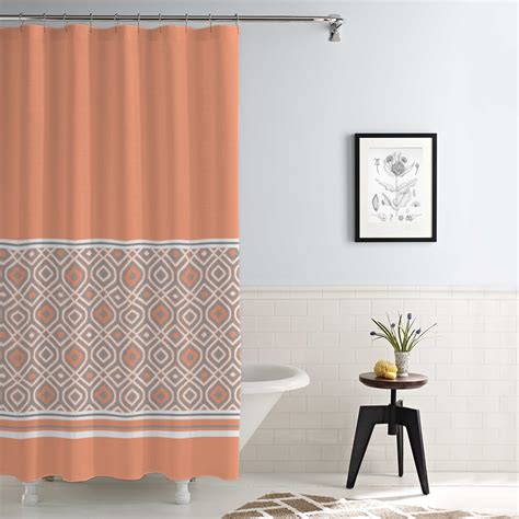 Waterproof Printed Shower Curtain Oxford Stripe Coral Walmart Com