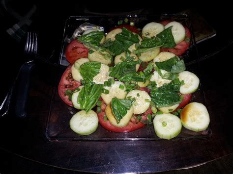 This is a great summertime lunch or light dinner. My version of the "Caprese" Salad. Substitute cucumber for ...