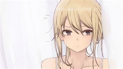 Wallpaper Face Drawing Illustration Blonde Looking Away Long Hair Anime Girls Bare