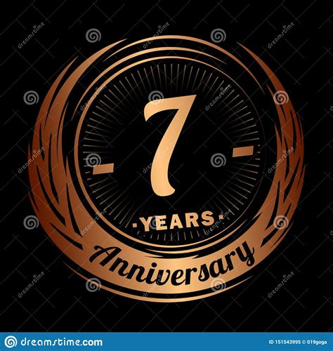 7 Years Anniversary Elegant Anniversary Design 7th Logo Stock Vector