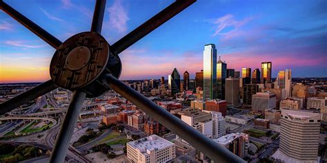 Dallas Texas Skyline Panorama From Reunion Tower At Dusk Photograph By