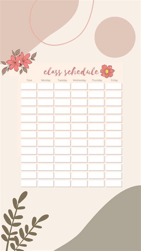 Jadwal Pelajaran Aesthetic Class Schedule Template Aesthetic