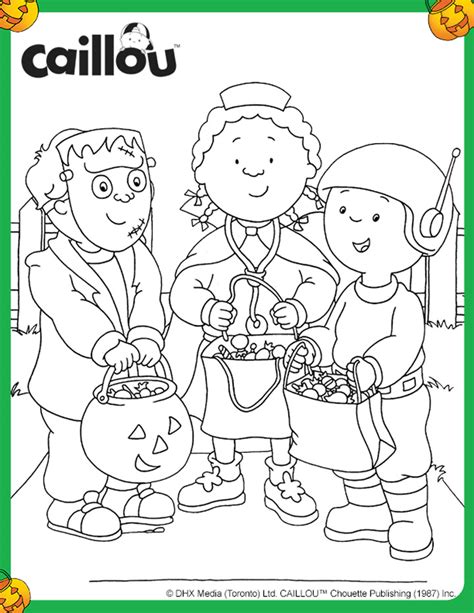 Caillous Trick Or Treat Fun Halloween Coloring Sheet Caillou