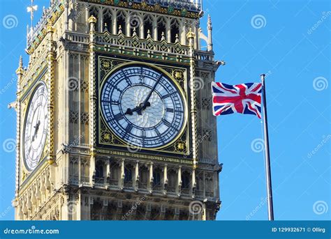 Big Ben And Flag Of The United Kingdom London Stock Image Image Of England Jack