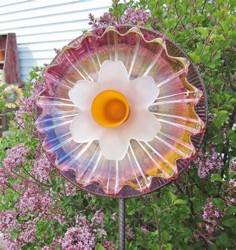 Colorful Glass Garden Yard Art Outdoor Decor Upcycled By Jarmfarm Glass