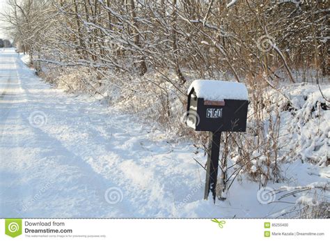 Snow Covered Mailbox Snow Morning Rural Road Stock Photo Image Of